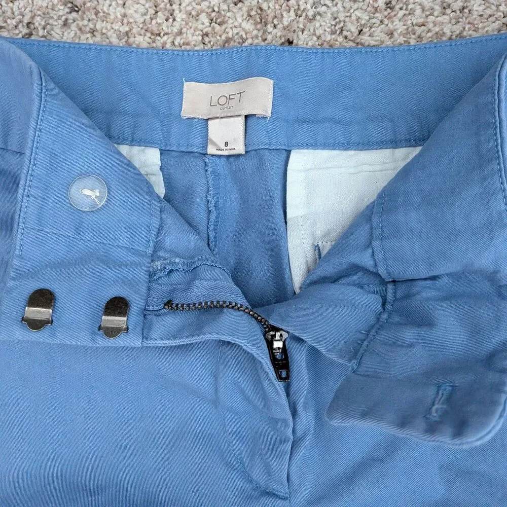 LOFT Blue Sailor Cotton Shorts Women's 8 Nautical Coastal Beachy Summer
